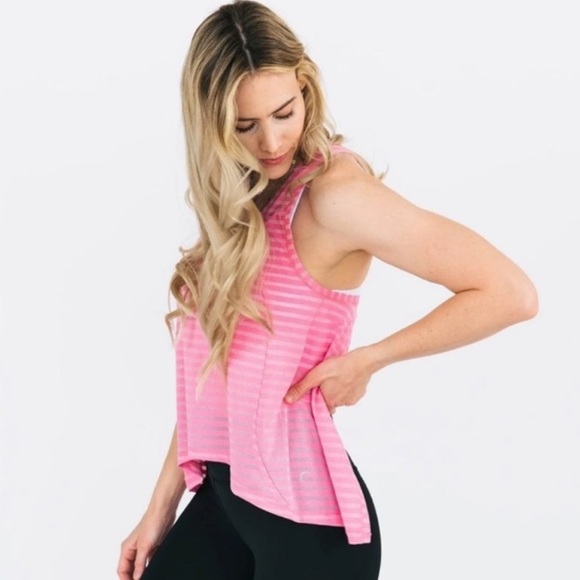 NWT Zyia Active Pink Nimbus split back tank top Athletic workout size Small - Picture 1 of 7